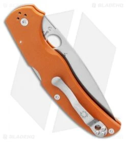 Spyderco Native Chief Lockback Knife Orange G-10 (4" Satin REX 45) C244GPBORE -Spyderco Sales Spyderco Native Chief Lockback Knife Orange G 10 4 Satin REX 45 C244GPBORE BHQ 106193 LS Side