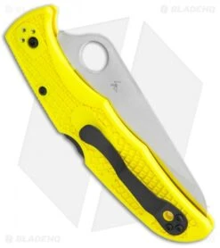 Spyderco Pacific Salt 2 Lockback Knife Yellow FRN (3.4" Satin H2) C91PYL2 -Spyderco Sales Spyderco Pacific Salt 2 LB Yellow FRN Satin Plain C91PYL2 BHQ 112409 jr side