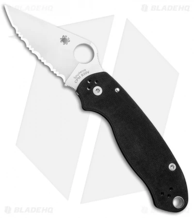 Spyderco Para 3 Compression Lock Knife Black G-10 (3" Satin Full Serr) C223GS 3 Spyderco Para 3 Compression Lock Knife Black G-10 (3" Satin Full Serr) C223GS