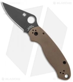 Spyderco Para 3 Compression Lock Knife Brown G-10 (3" Black) C223GPBNBK