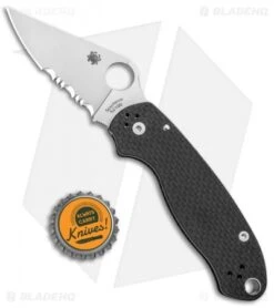 Spyderco Para 3 Compression Lock Knife Carbon Fiber (3" Satin Serr 52100) -Spyderco Sales Spyderco Para 3 Compression Lock CF Satin Serr C223CF52100PS BHQ 87874 jr bottlecap