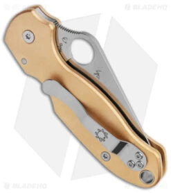 Spyderco Para 3 Pocket Knife (3" Satin) + Flytanium Brass Scales -Spyderco Sales Spyderco Para 3 Compression Lock Satin Flytanium Brass BHQ 164947 jr side