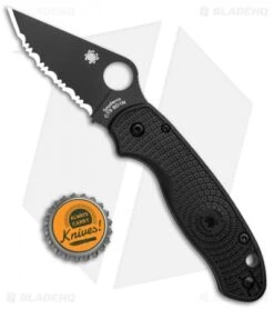 Spyderco Para 3 Lightweight Comp Lock Folding Knife Black LW (3" Black Serr) -Spyderco Sales Spyderco Para 3 Lightweight Comp Lock Black LW Black Serr C223SBBK BHQ 108336 jr bottlecap