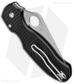 Spyderco Para 3 Lightweight Compression Lock Folding Knife Black FRN (3" Serr) -Spyderco Sales Spyderco Para 3 Lightweight Compression Black FRN Serr C223SBK BHQ 93617 jr side