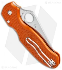 Spyderco Para 3 Lightweight Compression Lock Knife Orange FRN (3" Satin REX 45) -Spyderco Sales Spyderco Para 3 Lightweight Compression Lock Orange FRN Satin BHQ 106188 jr side