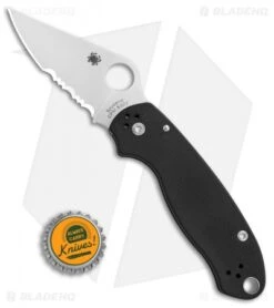 Spyderco Para 3 Compression Lock Knife Black G-10 (3" Satin Serr) C223GPS -Spyderco Sales Spyderco Para 3 compression lock black G10 satin serr C223GPS BHQ 67318 er bottlecap jr