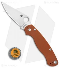 Spyderco Para Military 2 Sprint Run Knife Burnt Orange G-10 (3.44" Satin Rex 45) -Spyderco Sales Spyderco Para Military 2 Sprint Run Burnt Orange G10 Satin Rex 45 BHQ 85481 er bottlecap
