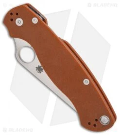 Spyderco Para Military 2 Sprint Run Knife Burnt Orange G-10 (3.44" Satin Rex 45) -Spyderco Sales Spyderco Para Military 2 Sprint Run Burnt Orange G10 Satin Rex 45 BHQ 85481 er spine