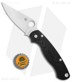 Spyderco Paramilitary 2 Knife Black Aluminum Waves (3.4" Satin BD1N) C81ALPBK2 -Spyderco Sales Spyderco Paramilitary 2 Black Aluminum Satin BHQ 105230 jr bottlecap