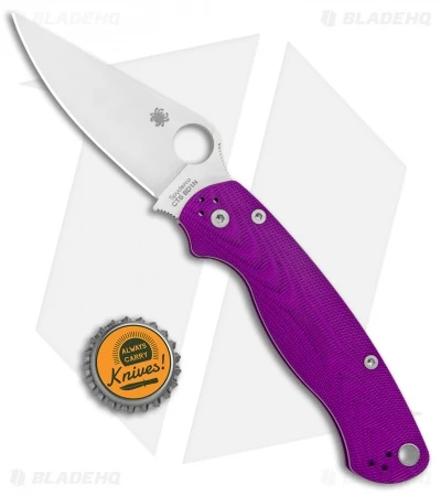 Spyderco Paramilitary 2 Compression Lock Knife Purple Aluminum (3.4" Satin) BHQ 6 Spyderco Paramilitary 2 Compression Lock Knife Purple Aluminum (3.4" Satin) BHQ - Image 4