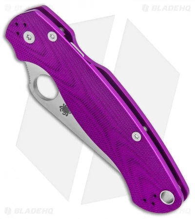 Spyderco Paramilitary 2 Compression Lock Knife Purple Aluminum (3.4" Satin) BHQ 4 Spyderco Paramilitary 2 Compression Lock Knife Purple Aluminum (3.4" Satin) BHQ - Image 2