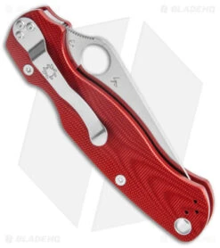 Spyderco Paramilitary 2 Knife Red Aluminum Waves (3.4" Satin BD1N) C81ALPRD2 -Spyderco Sales Spyderco Paramilitary 2 Red Aluminum Satin BHQ 137754 jr side