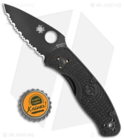 Spyderco Persistence Lightweight Liner Lock Black (2.75" Black Full Serr) -Spyderco Sales Spyderco Persistence Lightweight LL Black Black Full Serr BHQ 142575 jr bottlecap