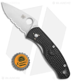 Spyderco Persistence Lightweight Liner Lock Black (2.75" Satin Serr) C136PSBK -Spyderco Sales Spyderco Persistence Lightweight LL Black Satin Serr BHQ 139718 jr bottlecap