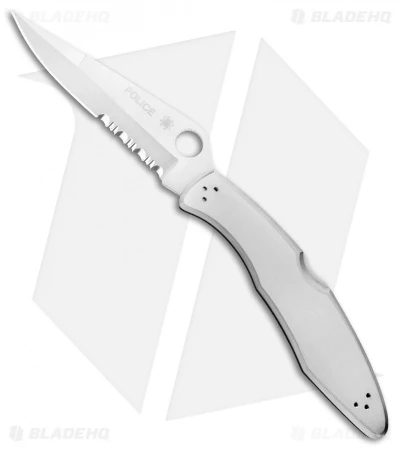 Spyderco Police Stainless Steel Folding Knife C07PS (4.125" Satin Serr) 3 Spyderco Police Stainless Steel Folding Knife C07PS (4.125" Satin Serr)