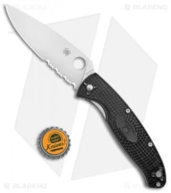 Spyderco Resilience Lightweight Liner Lock Knife Black FRN (4.25" Satin Serr) -Spyderco Sales Spyderco Resilience Lightweight LL Black FRN Satin Serr C142PSBK BHQ 125849 jr bottlecap