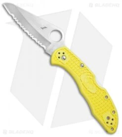 Spyderco Salt 2 Lockback Knife Yellow FRN (3" Satin Full Serr) C88SYL2