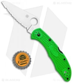 Spyderco Salt 2 Lightweight Lockback Knife Green (3" Serr) C88FSGR2 -Spyderco Sales Spyderco Salt 2 Lightweight LB Green FRN Green Serr C88FSGR2 BHQ 121030 jr bottlecap