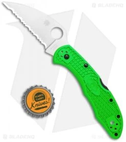 Spyderco Salt 2 Wharncliffe Lockback Knife Green FRN (3" Serr) C88FSWCGR2 -Spyderco Sales Spyderco Salt 2 Wharncliffe LB Green FRN Serr C88FSWCGR2 BHQ 121032 jr bottlecap