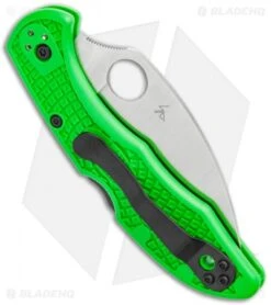 Spyderco Salt 2 Wharncliffe Lockback Knife Green FRN (3" Serr) C88FSWCGR2 -Spyderco Sales Spyderco Salt 2 Wharncliffe LB Green FRN Serr C88FSWCGR2 BHQ 121032 jr side