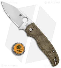 Spyderco Shaman Green Canvas Micarta Knife (3.6" Satin M4) C229MPM4 -Spyderco Sales Spyderco Shaman Green Canvas Micarta Satin BHQ 142026 jr bottlecap