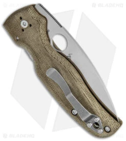 Spyderco Shaman Green Canvas Micarta Knife (3.6" Satin M4) C229MPM4 -Spyderco Sales Spyderco Shaman Green Canvas Micarta Satin BHQ 142026 jr side