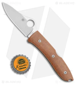 Spyderco SpyOpera Lockback Knife Brown Canvas Micarta (2.88" Satin M390) -Spyderco Sales Spyderco SpyOpera Lockback Knife Brown Canvas Micarta 2.88in Satin M390 C255CMP BHQ 112397 LS Bottlecap jr