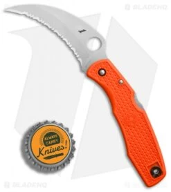 Spyderco SpyderHawk Salt Sprint Run Knife Orange FRN (3.6" Satin Serr) C77SOR -Spyderco Sales Spyderco Spyderhawk Salt Sprint Run Orange FRN satin serr BHQ 78697 er bottlecap 2 2