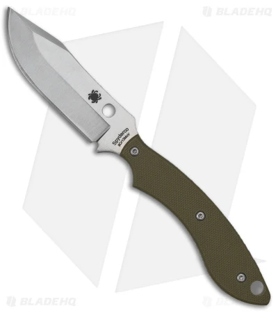 Spyderco Stok Bowie Fixed Blade Knife OD Green G-10 (3" Satin) FB49GPOD 3 Spyderco Stok Bowie Fixed Blade Knife OD Green G-10 (3" Satin) FB49GPOD