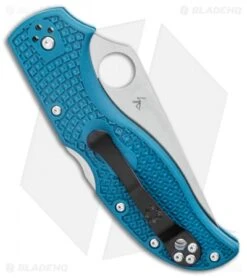 Spyderco Stretch 2 Lightweight Lockback Knife Blue FRN (3.4" Satin) -Spyderco Sales Spyderco Stretch 2 Lightweight Lockback Knife Blue FRN 3.4 Satin C90FP2K390 BHQ 121033 LS Side