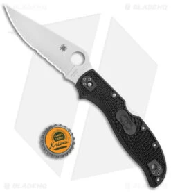 Spyderco Stretch 2 XL Lockback Knife Black FRN (4" Satin Serr) C258PSBK -Spyderco Sales Spyderco Stretch 2 XL LB Black FRN Satin Serr C258PSBK BHQ 139721 jr bottlecap