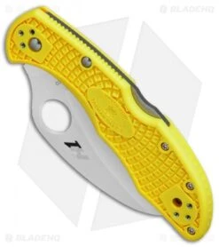 Spyderco Tasman Salt 2 Lock Back Knife Yellow FRN (2.8" Satin) C106PYL2 -Spyderco Sales Spyderco Tasman Salt 2 yellow FRN satin BHQ 71335 er spine 3