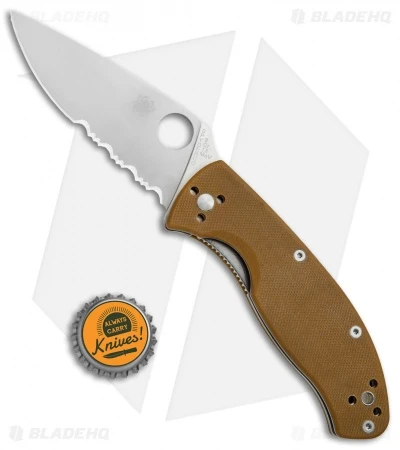 Spyderco Tenacious Liner Lock Knife Brown G-10 (3.39" Satin Serr) C122GPSBN 6 Spyderco Tenacious Liner Lock Knife Brown G-10 (3.39" Satin Serr) C122GPSBN - Image 4