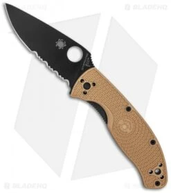 Spyderco Tenacious Lightweight Folding Knife Tan FRN (3.4" Black Serr)