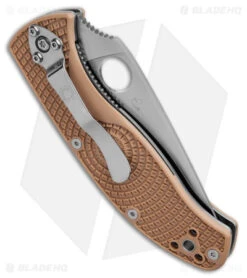 Spyderco Tenacious Lightweight Folding Knife Tan FRN (3.4" Satin) -Spyderco Sales Spyderco Tenacious Lightweight Folding Knife Tan FRN 3in Satin BHQ 120674 td side