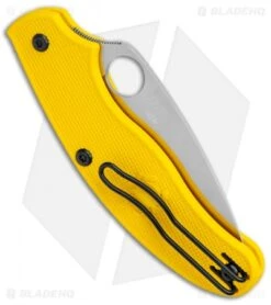 Spyderco UK Pen Knife Salt Slip Joint Yellow FRN (2.9" Satin) C94PYL -Spyderco Sales Spyderco UK Penknife Lightweight Yellow FRN Satin C94PYL BHQ 121034 jr side