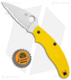 Spyderco UK Pen Knife Salt Slip Joint Yellow FRN (2.9" Satin Serr) C94SYL -Spyderco Sales Spyderco UK Penknife Lightweight Yellow FRN Satin Serr C94SYL BHQ 121035 jr bottlecap