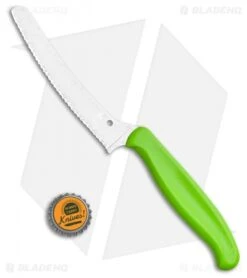 Spyderco Z-Cut Lightweight Green Blunt Tip Blunt Tip (4.5" Satin Serr) K13SGN -Spyderco Sales Spyderco Z Cut Lightweight Green Blunt Tip K13SGN BHQ 107970 LS Bottlecap jr