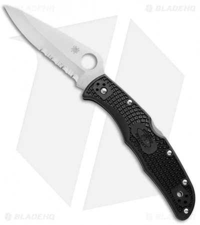 Spyderco Endura 4 Knife Black FRN Folder (3.75" Satin Serr) C10PSBK 3 Spyderco Endura 4 Knife Black FRN Folder (3.75" Satin Serr) C10PSBK