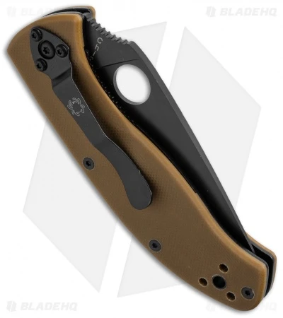 Spyderco Tenacious Liner Lock Knife Brown G-10 (3.39" Black Serr) C122GPSBBN 4 Spyderco Tenacious Liner Lock Knife Brown G-10 (3.39" Black Serr) C122GPSBBN - Image 2