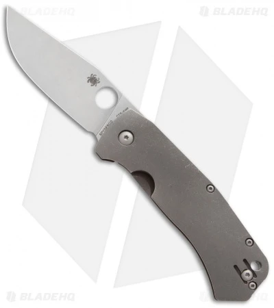 Spyderco Slysz Bowie Frame Lock Knife Titanium (3.375" Stonewash) C186TIP 3 Spyderco Slysz Bowie Frame Lock Knife Titanium (3.375" Stonewash) C186TIP