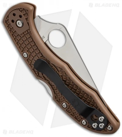 Spyderco Delica 4 Knife Flat Ground Brown FRN (2.88" Satin) C11FPBN 4 Spyderco Delica 4 Knife Flat Ground Brown FRN (2.88" Satin) C11FPBN - Image 2