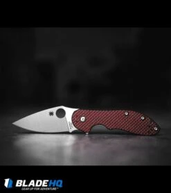 Spyderco Domino Red Weave Carbon Fiber Flipper Knife (3.13" Satin) C172CFRDTIP -Spyderco Sales spyderco domino red weave cf BHQ 36729 dl