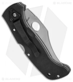 Spyderco James Keating Chinook Lockback Knife Black G-10 (3.75" Satin Serr) -Spyderco Sales spyderco james keating chinook black BHQ 5288 er side