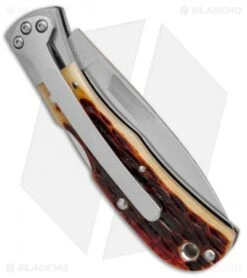 Spyderco Jess Horn Lock Back Knife Jigged Bone (2.6" Satin Serr) -Spyderco Sales spyderco jess horn jigged bone BHQ 36959 er side