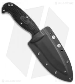 Spyderco Jumpmaster 2 Fixed Blade Knife Black FRN (4.5" Satin Serr) FB24SBK2 -Spyderco Sales spyderco jumpmaster 2 black FRN satin serr BHQ 36434 er sheath