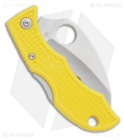 Spyderco Ladybug 3 Hawkbill Salt Knife Yellow FRN (1.875" Satin Serr) LYLS3HB -Spyderco Sales spyderco ladybug hawkbill salt lyls3hb back