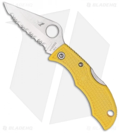 Spyderco Ladybug 3 Salt Knife Yellow FRN (1.94" Satin Serr) LYLS3 3 Spyderco Ladybug 3 Salt Knife Yellow FRN (1.94" Satin Serr) LYLS3