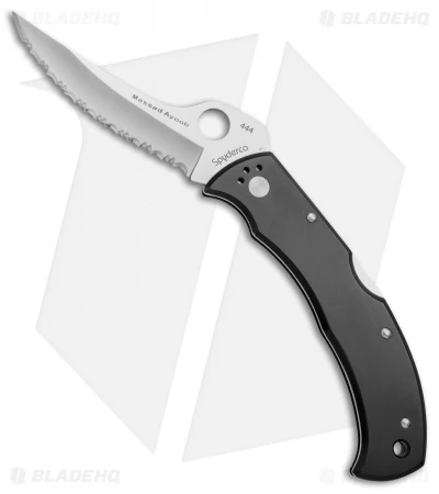 Spyderco Masaad Ayoob Lockback Knife Black Aluminum (3.6" Satin Serr) C60S 3 Spyderco Masaad Ayoob Lockback Knife Black Aluminum (3.6" Satin Serr) C60S
