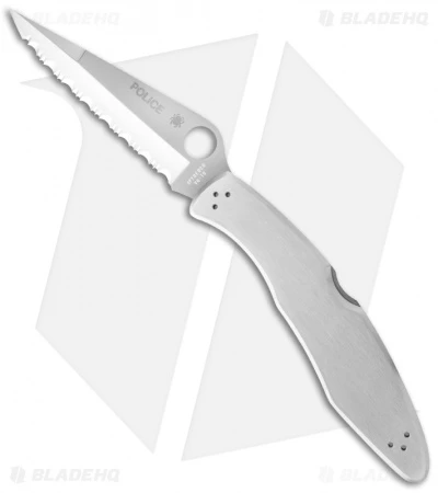 Spyderco Police Stainless Steel Folding Knife C07S (4.125" Satin Full Serr) 3 Spyderco Police Stainless Steel Folding Knife C07S (4.125" Satin Full Serr)